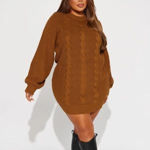 Brown Mini Sweater Dress- NEW